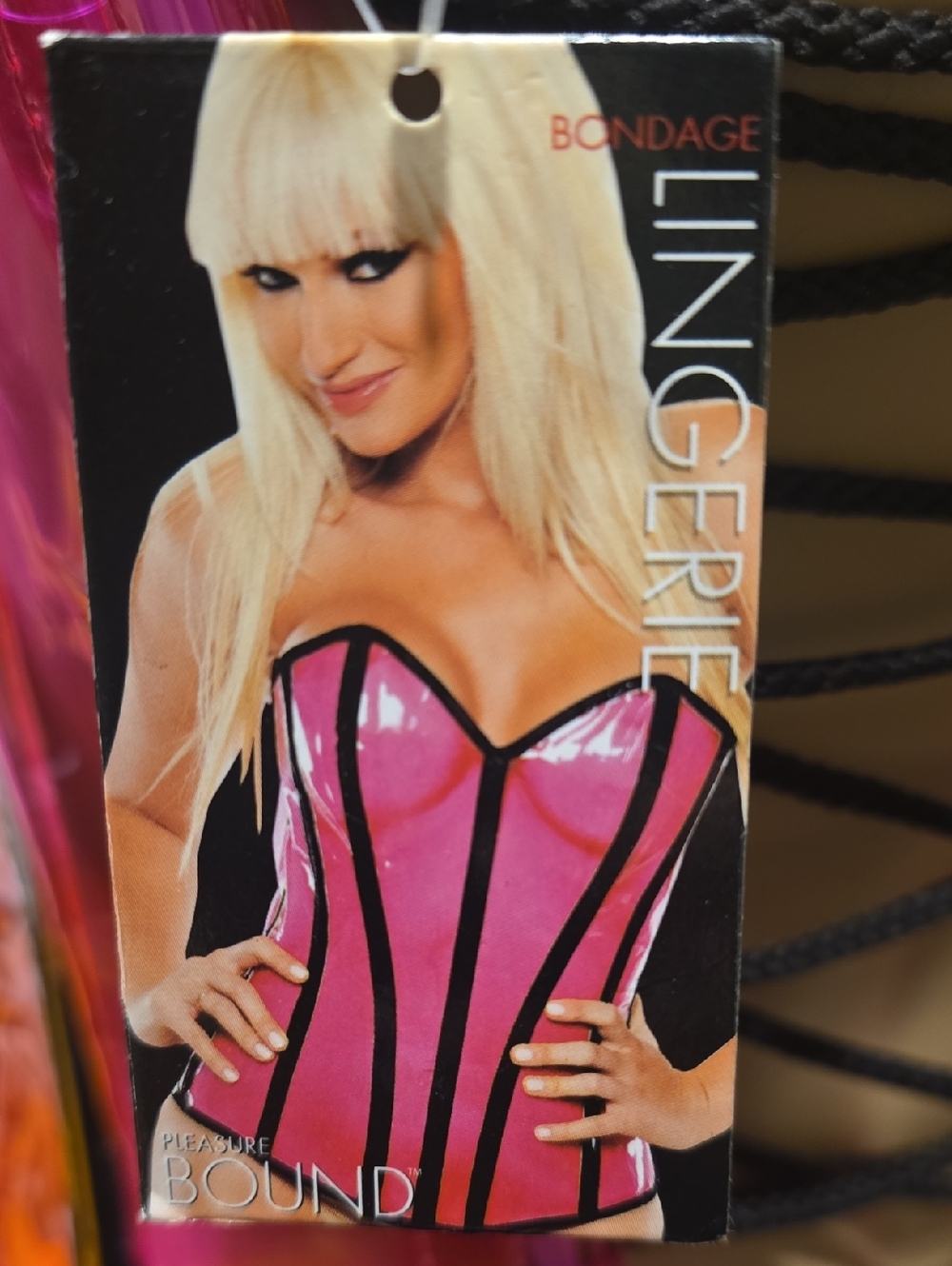 🔥OMG ! Vintage Pink PVC UV Reactive Corset Top with Black Trim - OS - NWT